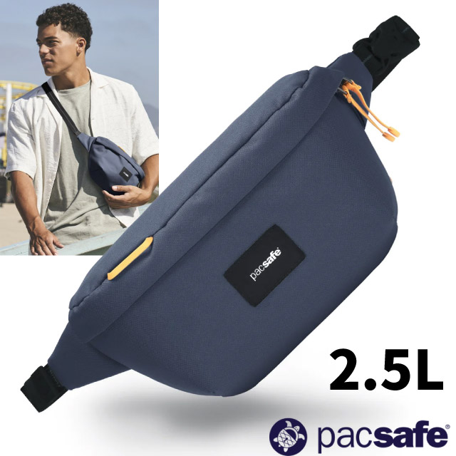 【Pacsafe】Go Anti-Theft 防盜斜背包/腰包/臀包2.5L.RFID護照包/35100651 海岸藍✿30E010